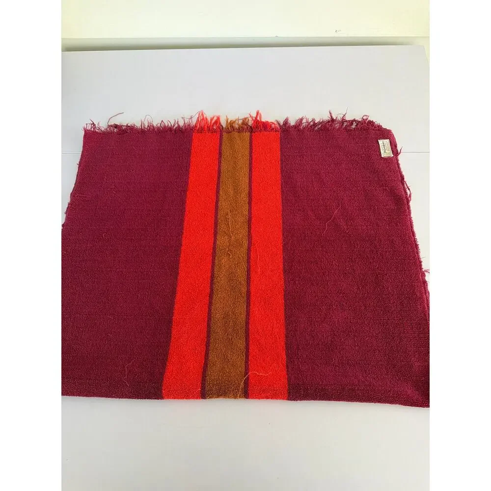 Vintage Yves Saint Laurent Fieldcrest Bath Towel Red Retro 1970s MCM Terry Cloth